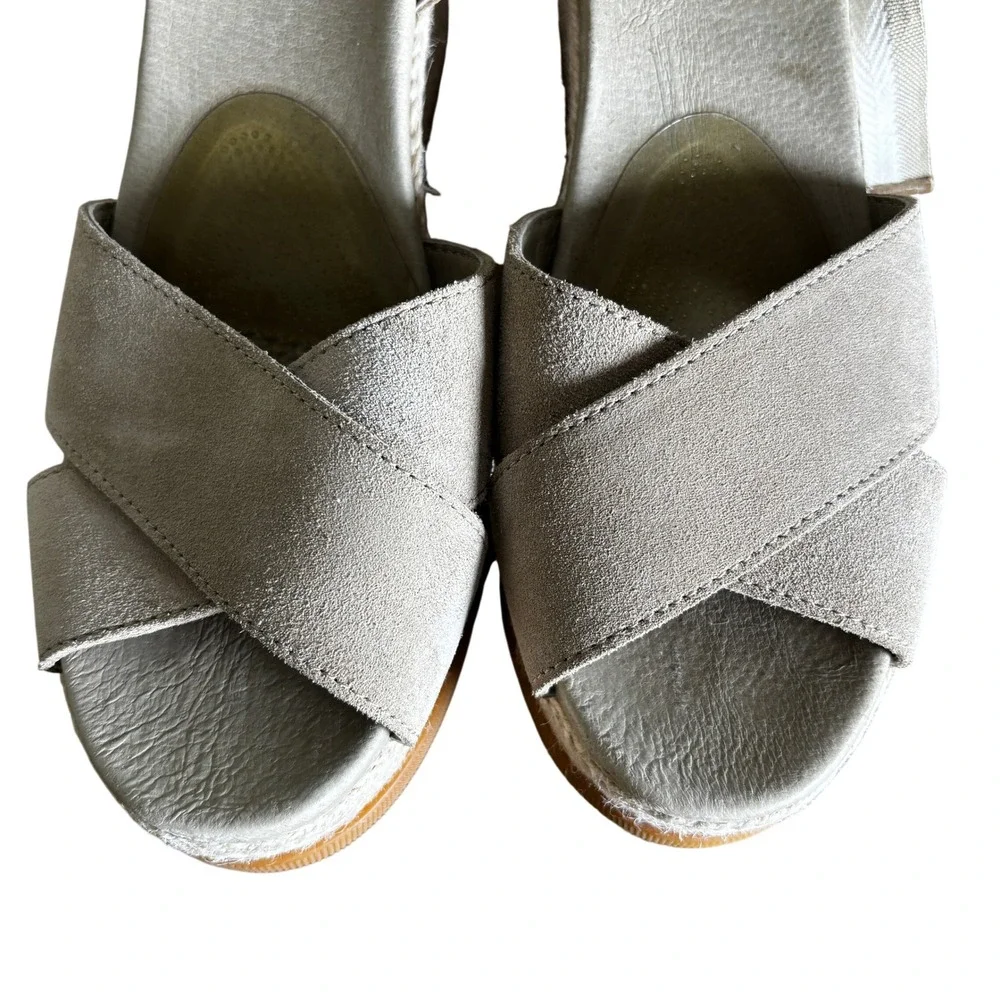 Sorel Size 8.5 Wedge Espadrille Sandals Tan Suede Lace‎ Up Platform Boho  Sole